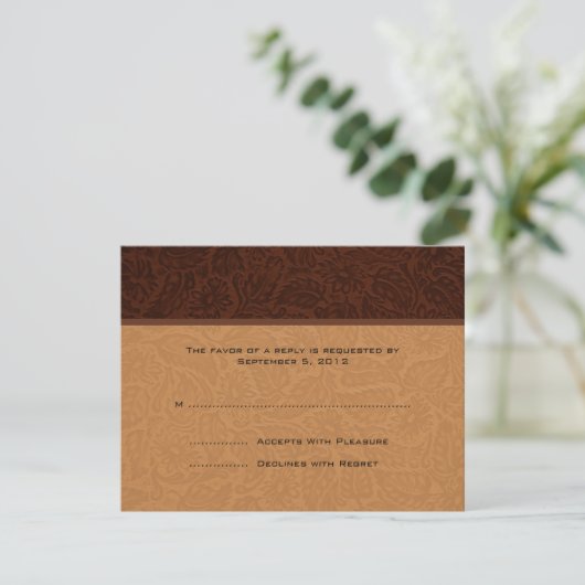 Gedrukte leder Wedding RSVP (Staand voorkant)