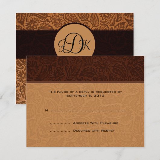 Gedrukte leder Wedding RSVP (Voorkant / Achterkant)