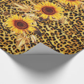 GEDRUKTE LEOPARD FUR RIBBON EN SUFLOWERS CADEAUPAPIER (Hoek)