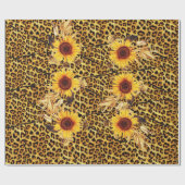 GEDRUKTE LEOPARD FUR RIBBON EN SUFLOWERS CADEAUPAPIER (Vlak)