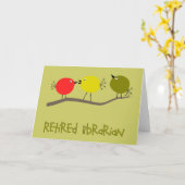 Gedrukte Librarian Reto Birds Design Gifts Kaart (Gele Bloem)