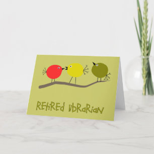 Gedrukte Librarian Reto Birds Design Gifts Kaart