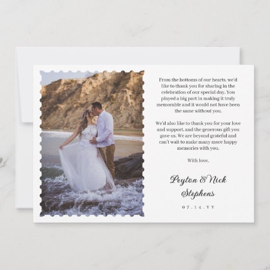 Gedrukte  Lijst bruiloft foto dank u Bedankkaart (Achterkant)