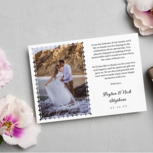 Gedrukte  Lijst bruiloft foto dank u Bedankkaart