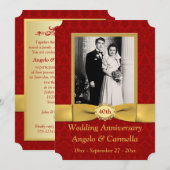 GEDRUKTE LINT 40-jarig Huwelijksjubileum Uitnodigi Kaart (Voorkant / Achterkant)