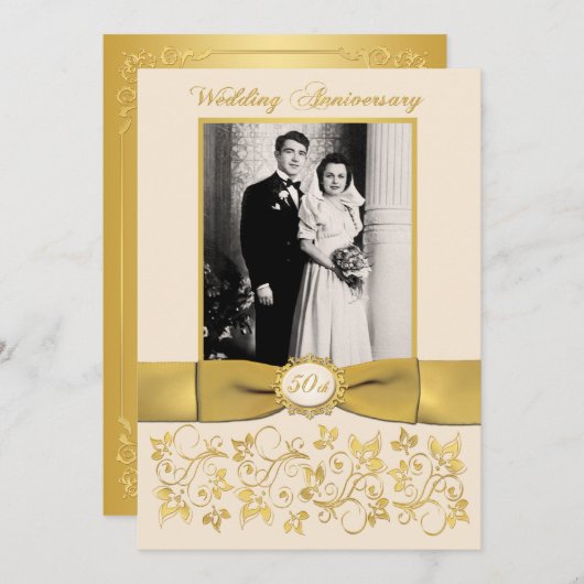 GEDRUKTE LINT 50e Verjaardagsuitnodiging Kaart (Voorkant / Achterkant)