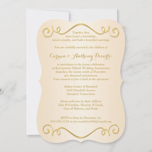 GEDRUKTE LINT 50e Verjaardagsuitnodiging Kaart (Achterkant)