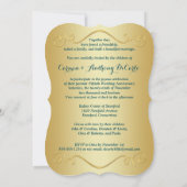 GEDRUKTE LINT 50e verjaardagsuitnodiging - Teal 2 Kaart (Achterkant)