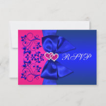 GEDRUKTE LINT Blauwe, Roze Bloemige Trouw RSVP Kaa