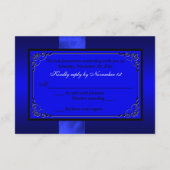 GEDRUKTE LINT Blauwe, Zwarte Bloem Bruiloft RSVP (Achterkant)