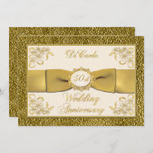 GEDRUKTE LINT Bloemige uitnodiging 50ste verjaarda (Voorkant / Achterkant)