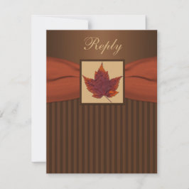 GEDRUKTE LINT Herfstblad Strepen Bruiloft RSVP Kaartje
