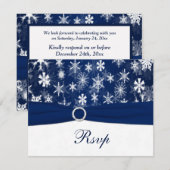 GEDRUKTE LINT Marineblauw, Witte Sneeuwvlokken RSV Kaart (Voorkant / Achterkant)