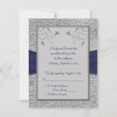 GEDRUKTE LINT Navy en Pewter RSVP kaart (Achterkant)