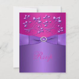 GEDRUKTE LINT Paarse Fuchsia Bloem RSVP Kaart
