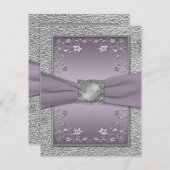 GEDRUKTE LINT Plum, Tin Florale RSVP Kaart (Voorkant / Achterkant)