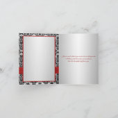 GEDRUKTE LINT Rode Grijze Zwarte Foto Bedankkaart (Binnen)