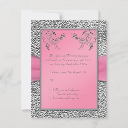 GEDRUKTE LINT Roze, Tin Hart RSVP Kaart (Achterkant)