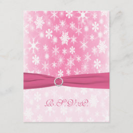 GEDRUKTE LINT Roze, Witte Sneeuwvlokken Antwoordka RSVP Kaartje