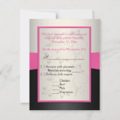 GEDRUKTE LINT Roze, Zwart, Zilver RSVP Kaart (Achterkant)