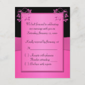 GEDRUKTE LINT Zwarte, Roze Bloem RSVP Kaart (Achterkant)