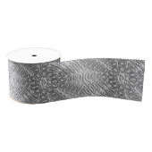 Gedrukte look Silver Grey Metal Sand Flower Grosgrain Lint (Spoel)