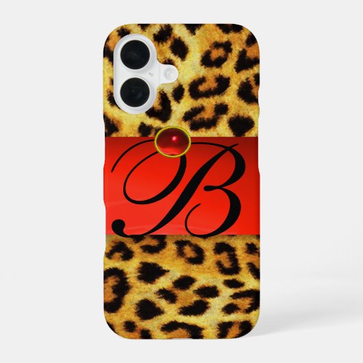 GEDRUKTE LUIAARD VEL ROOD ROBIJN EDELSTEEN MONOGRA iPhone 16 HOESJE (Achterkant)