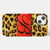 GEDRUKTE LUIAARD VEL ROOD ROBIJN EDELSTEEN MONOGRA iPhone HOESJE (Achterkant horizontaal)