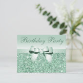 Gedrukte Mint Green Sequins, Bow & Diamond Birthda Kaart (Staand voorkant)