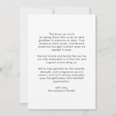 Gedrukte of digitale herdenkingsdienst bedankkaart kaart (Achterkant)