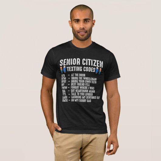 Gedrukte ouderen Senior Citizen TexCode T-shirt (Voorkant volledig)