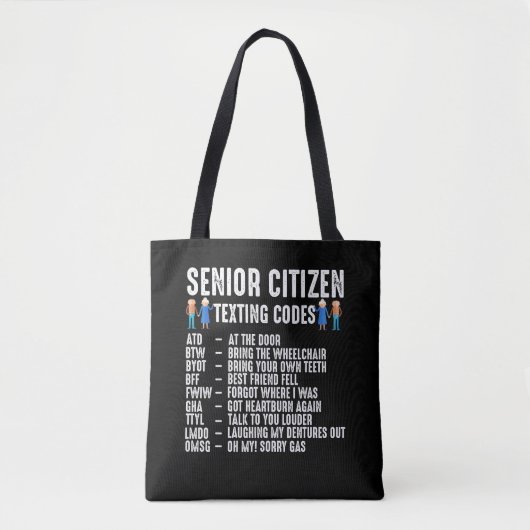 Gedrukte ouderen Senior Citizen TexCode Tote Bag (Voorkant)