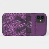 Gedrukte Paarse Gem Stones & Heart Jewel Case-Mate iPhone Case (Achterkant (horizontaal))