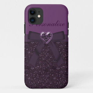 Gedrukte Paarse glitter, zwoegeraar en hartjuweel Case-Mate iPhone Case