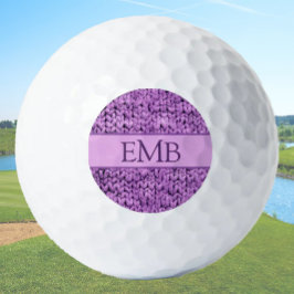 Gedrukte Paarse Knit Design Custom Monogram Dames Golfballen