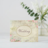 Gedrukte parels & kant Shabby Chic Rozen Wedding Kaart (Staand voorkant)