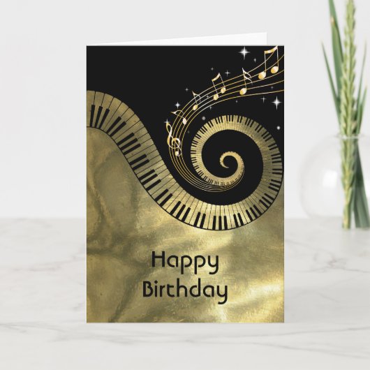 Gedrukte pianotoetsen en gouden Muzieknoten Kaart (Voorkant)