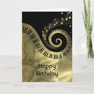 Gedrukte pianotoetsen en gouden Muzieknoten Kaart