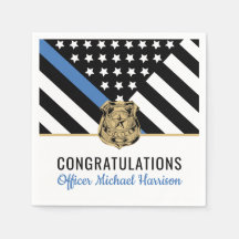 Gedrukte politie-blauwe lijn-vlag Napkin