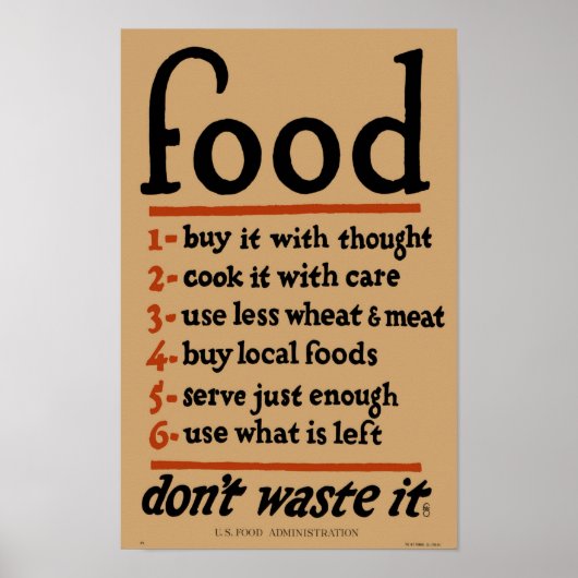  gedrukte Posters voor VOEDSELS - Wereldoorlog I (Voorkant)