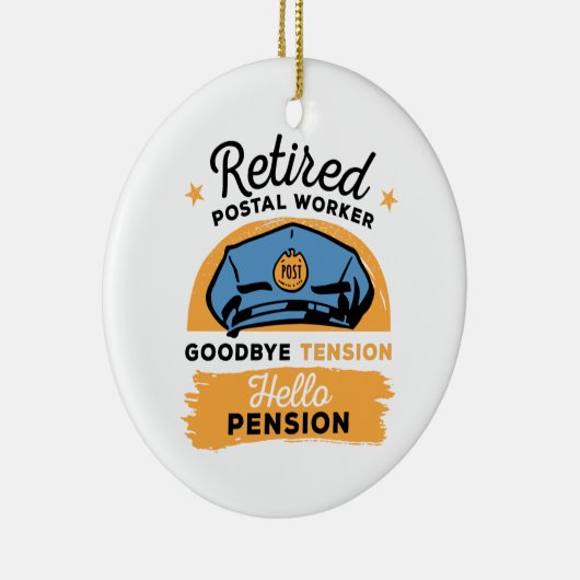 Gedrukte postwerker Brief koeriersdienst Pensioenr Keramisch Ornament (Rechts)