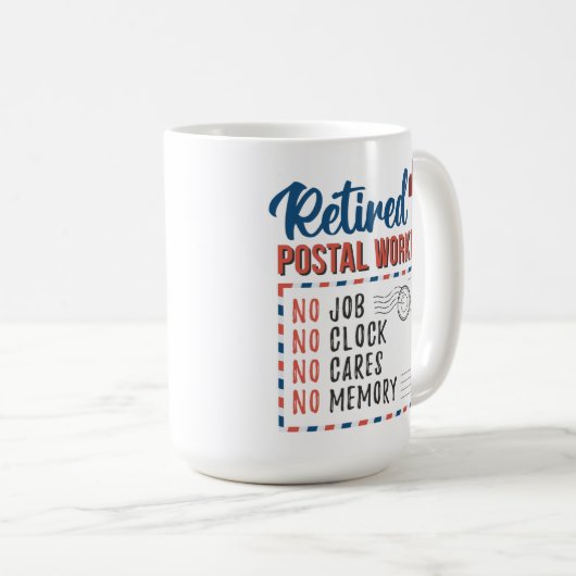 Gedrukte postwerker Brief koeriersdienst Pensioenr Koffiemok (Voorkant rechts)