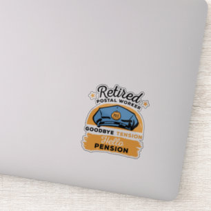 Gedrukte postwerker Brief koeriersdienst Pensioenr Sticker