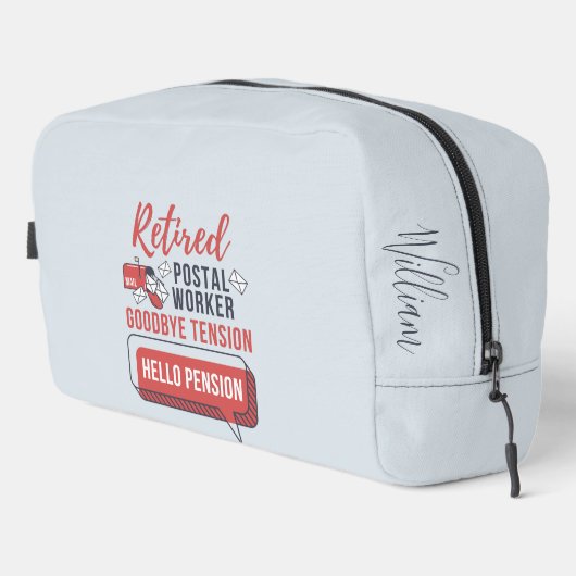 Gedrukte postwerknemer Afscheid pensioen Toilettasje (Rechterhoek)