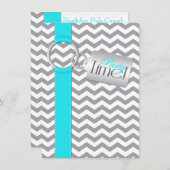 GEDRUKTE RIBBON Aqua Gray White, 21ste verjaardag Kaart (Voorkant / Achterkant)