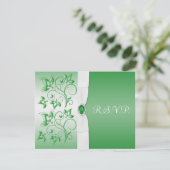 GEDRUKTE RIBBON Emerald Green, White Reply Kaart (Staand voorkant)