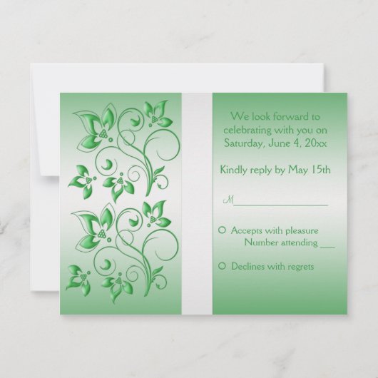 GEDRUKTE RIBBON Emerald Green, White Reply Kaart (Achterkant)