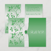 GEDRUKTE RIBBON Emerald Green, White Reply Kaart (Voorkant / Achterkant)