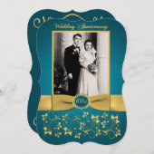 GEDRUKTE RIBBON Fancy vorm 60e Jubileum Uitnodigen Kaart (Voorkant / Achterkant)