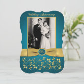 GEDRUKTE RIBBON Fancy vorm 60e Jubileum Uitnodigen Kaart (Staand voorkant)